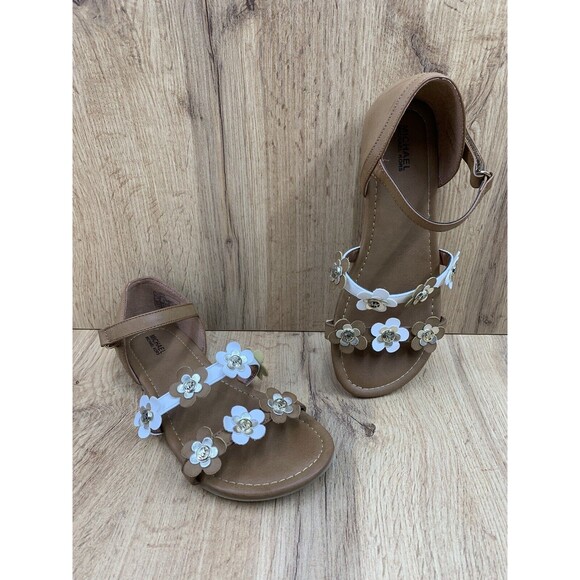 Michael Kors Toddler Girl Sandals Size 5 Brown Hook Loop Closure Casual Open Toe - Picture 1 of 16